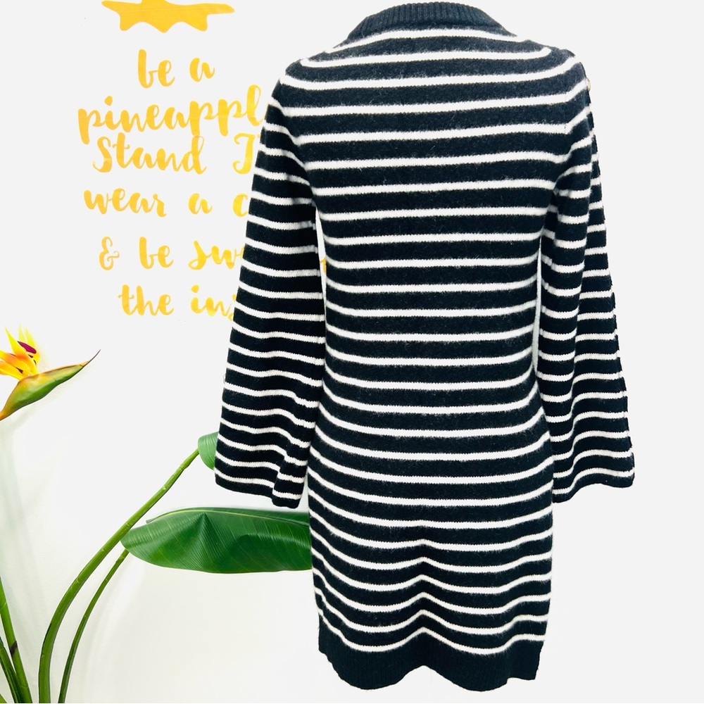 MADEWELL Wool Black White Stripe Side Slit Sweater Long Sleeve Size Small - Picture 11 of 12